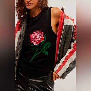 BANNER DAY Rose Embroidery Tank - Black. Medium